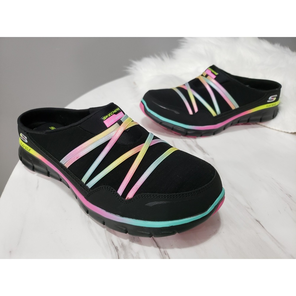 NEW NO BOX 8.5 Skechers Sport Synergy Air Streamer Mule Shoes SLIP ON RAINBOW
